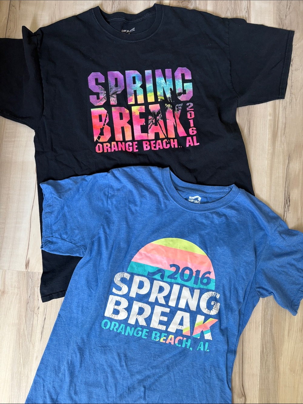 surf style Spring Break Graphic Tees - Black & Blue